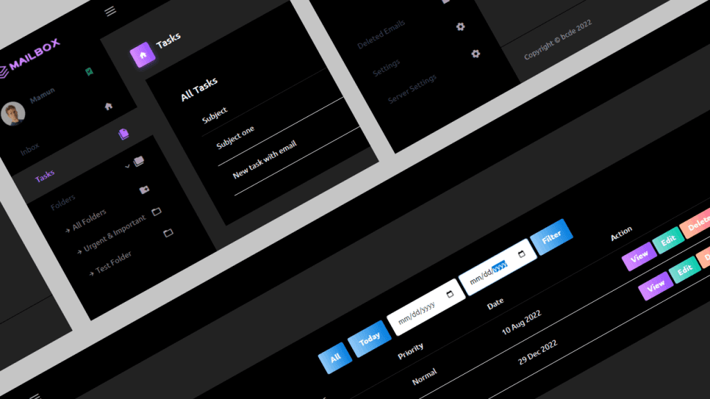 Tasks page with advanced filters